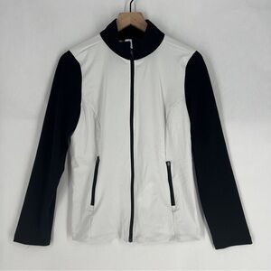 REDVANLY Women’s Medium White/Black Contrast Sleeve Full-Zip Jacket Golf Tennis‎